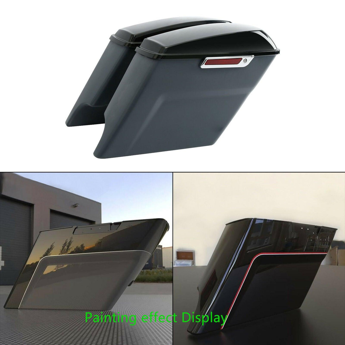 4.5" Fiberglass Stretched Extended Saddlebags &Lid Fit For Harley Touring 14-Up - Moto Life Products