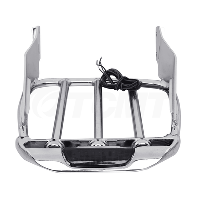 Iron Two-Up Luggage Rack W/ LED Light Fit For Harley Heritage Softail Classic - Moto Life Products