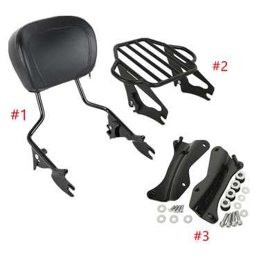 Black Sissy Bar Backres/ Luggage Rack/Docking Kit Fit For Harley Touring 14-21 - Moto Life Products