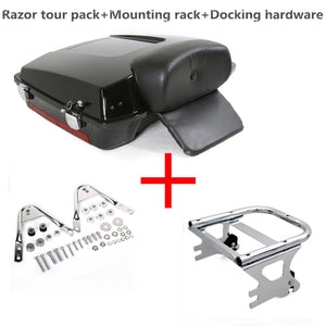 Vivid Black Razor Tour Pack & Luggage rack mount For 97-08 Harley Touring - Moto Life Products