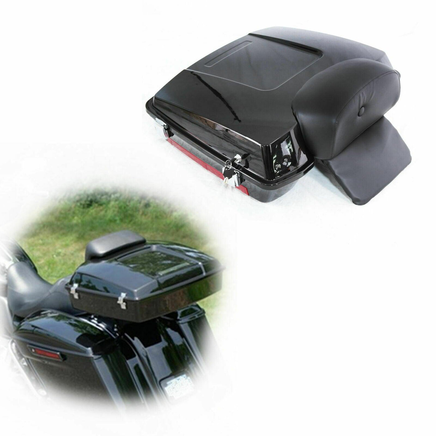 Gloss Black Razor Tour Pack Pak Trunk Chopped Backrest For Harley Touring 97-13 - Moto Life Products