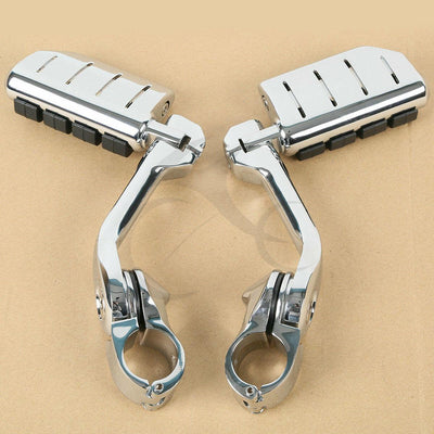Chrome Long Highway Foot Pegs Fit For Harley Road King Street Glide 1-1/4" Bars - Moto Life Products