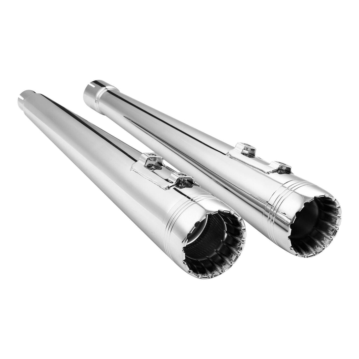 Chrome Megaphone Tappered Slip On Exhaust Pipes Fit For Harley Road King 17-22 - Moto Life Products