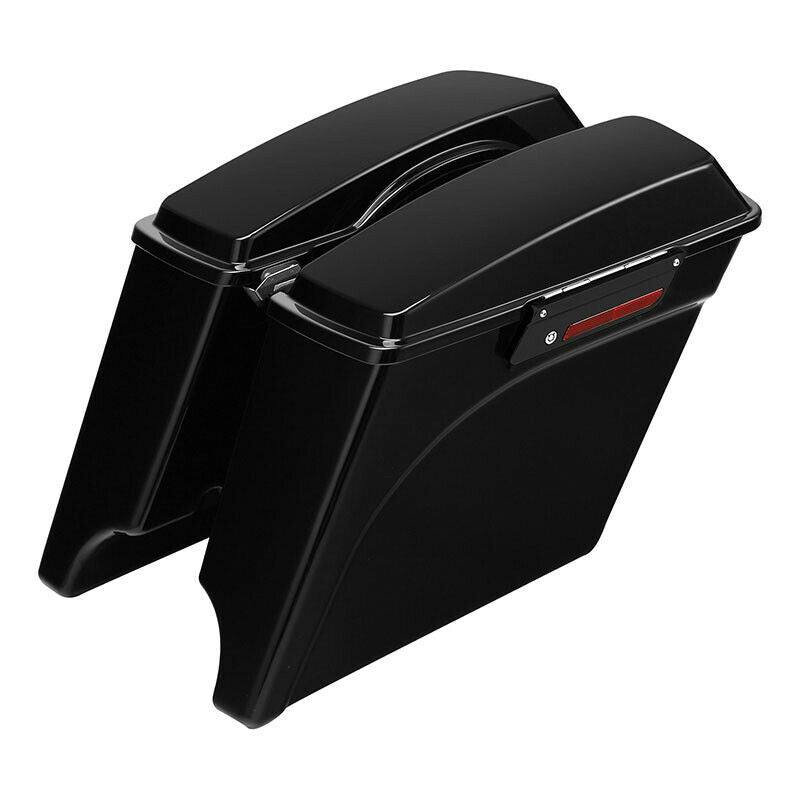 Vivid Black 5" Stretched Extended Hard Saddlebags For Harley Touring 1993-2013 - Moto Life Products