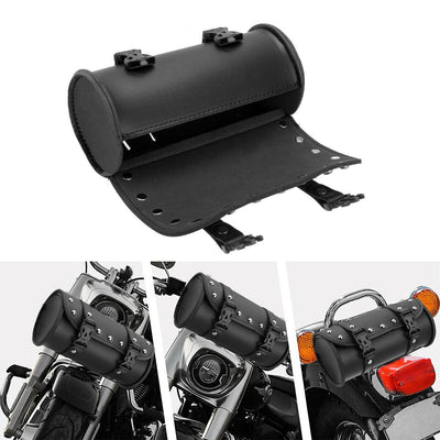 Black Motorcycle Front Fork Tool Bag Pouch Storage Luggage Saddle Bag Leather - Moto Life Products