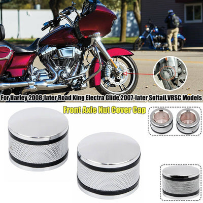 Chrome CNC Front Axle Nut Cover Fit For Harley 2008-UP Electra Glide Road King - Moto Life Products