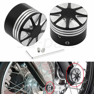 2 PCS Front Black Axle Caps Nut Covers Fit for Harley Touring Street Tri Glide - Moto Life Products
