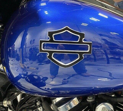 Billet 6061 METAL Harley CVO Tank Emblems Black Contrast Cut (set of 2) Touring - Moto Life Products
