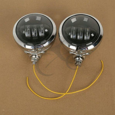 4.5" LED Auxiliary Spot Fog Passing Lights + Housing Bucket For Harley Davidson - Moto Life Products
