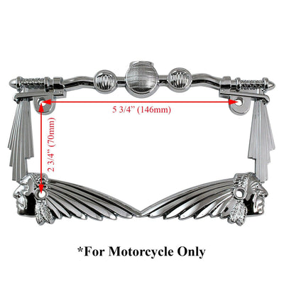 3D HANDLE BAR INDIAN CHIEF CHROME MOTORCYCLE LICENSE PLATE FRAME FOR UNIVERSAL - Moto Life Products