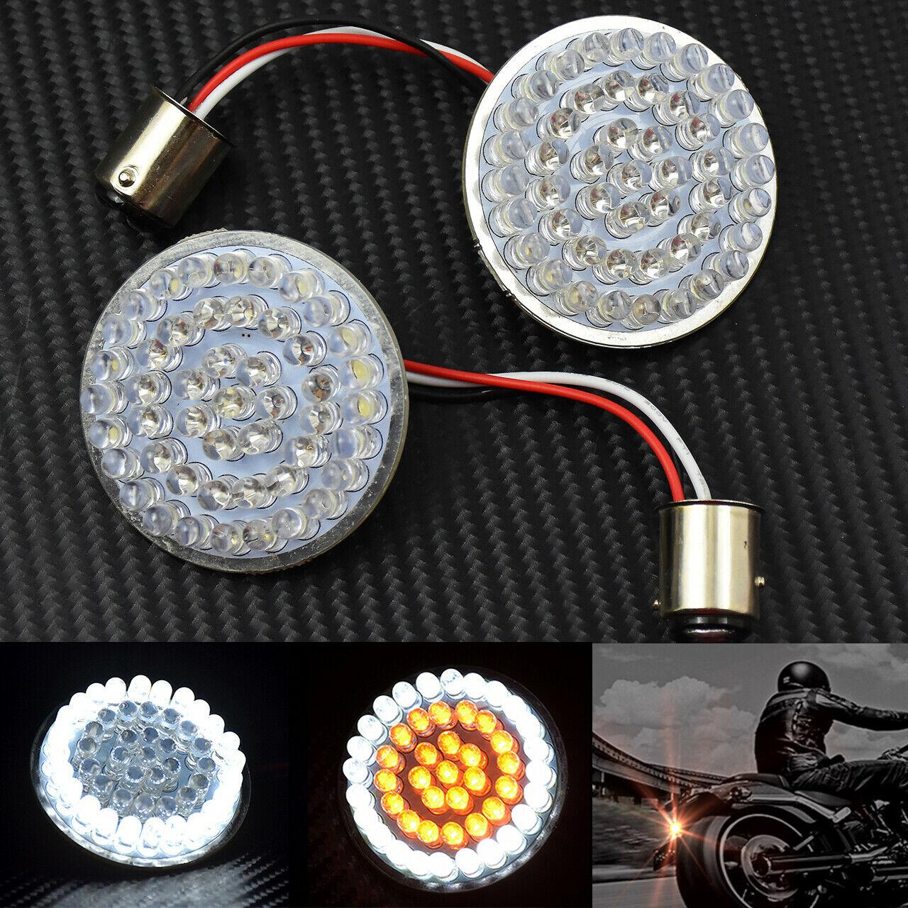2'' 1157 Turn Signal White/Amber LED Light w/ Clear Lens Cover Fit For Harley - Moto Life Products