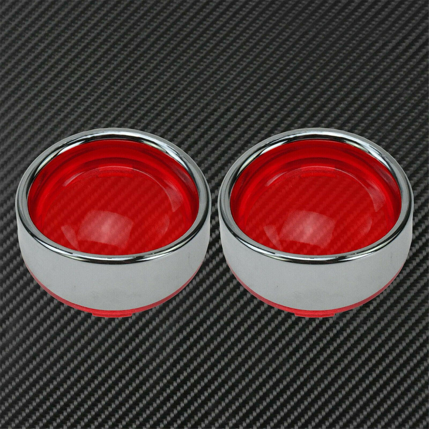 Chrome&Red Turn Signal Lens Cover Visor Ring Fit For Harley Softail Sportster - Moto Life Products