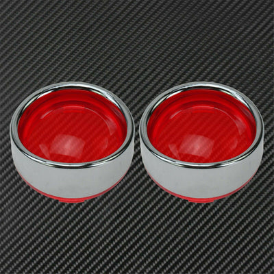 Chrome&Red Turn Signal Lens Cover Visor Ring Fit For Harley Softail Sportster - Moto Life Products