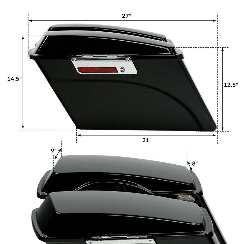 Saddlebags Saddle Bags w/ Lids Latch Keys For Harley Touring FLHT FLTR FLHR FLHX - Moto Life Products