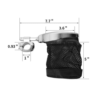 Universal Motorcycle Handlebar Cup Holder Metal Drink W/ Mesh Basket For Harley - Moto Life Products