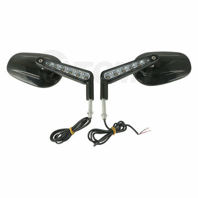 Black Muscle Rearview Mirrors LED Turn Signal For Harley VROD V-Rod VRSCF 09-17 - Moto Life Products