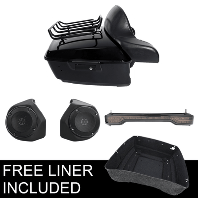 King Pack Trunk Pad Rack Light Speakers Fit For Harley Tour-Pak Road Glide 14-22 - Moto Life Products