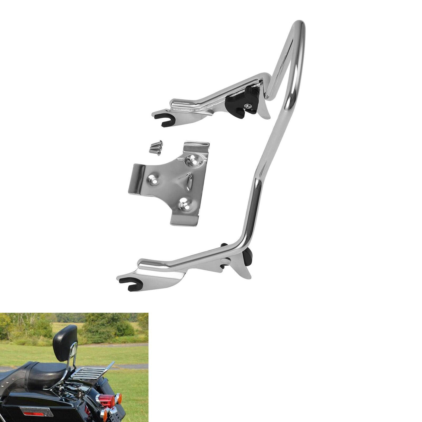 Chrome Detachable Upright Sissy Bar Backrest Fit For Harley Touring 2009-2022 - Moto Life Products