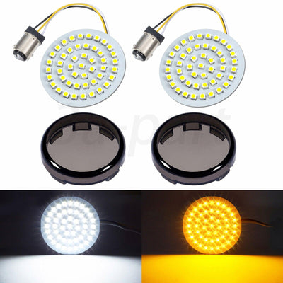 2" 1157  LED Front Turn Signal Light Bulb Smoke Lens Cover Fit for Harley Dyna - Moto Life Products