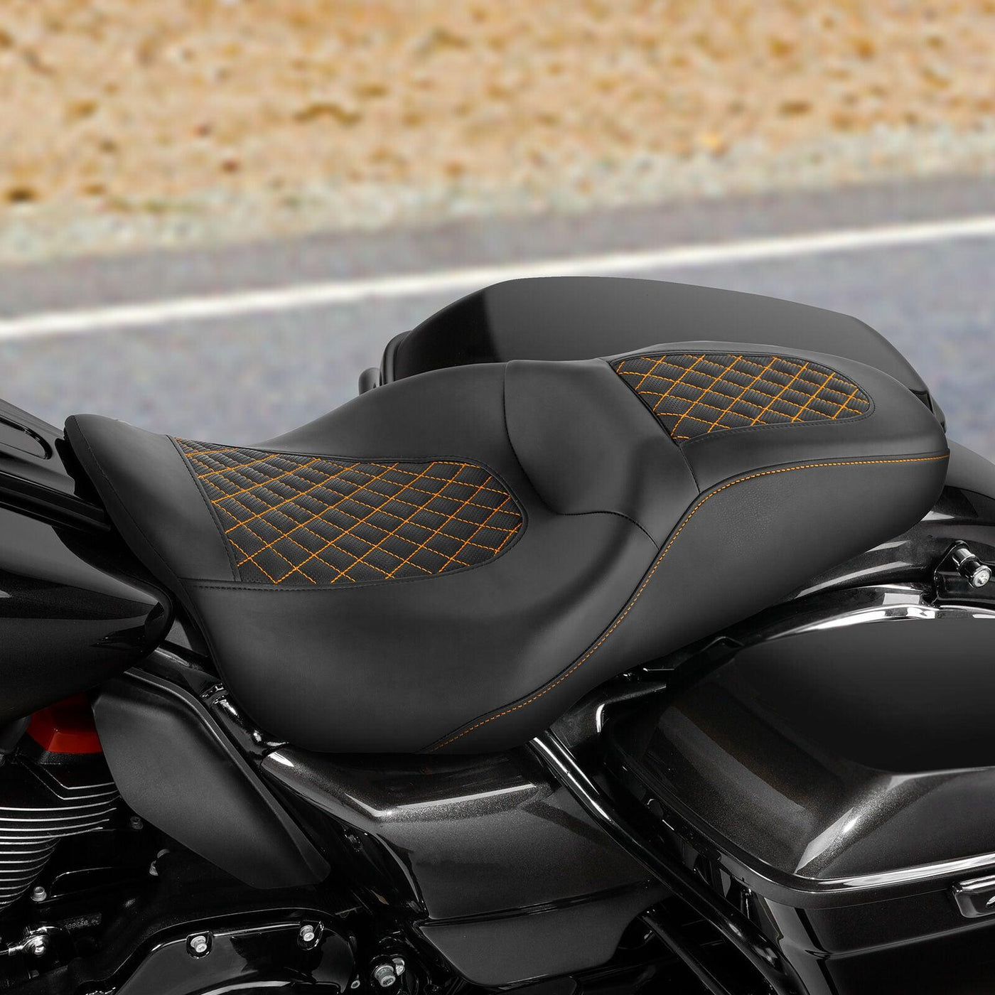 Black Two Up Driver Passenger Seat Fit For Harley Touring Street Glide 2009-2021 - Moto Life Products