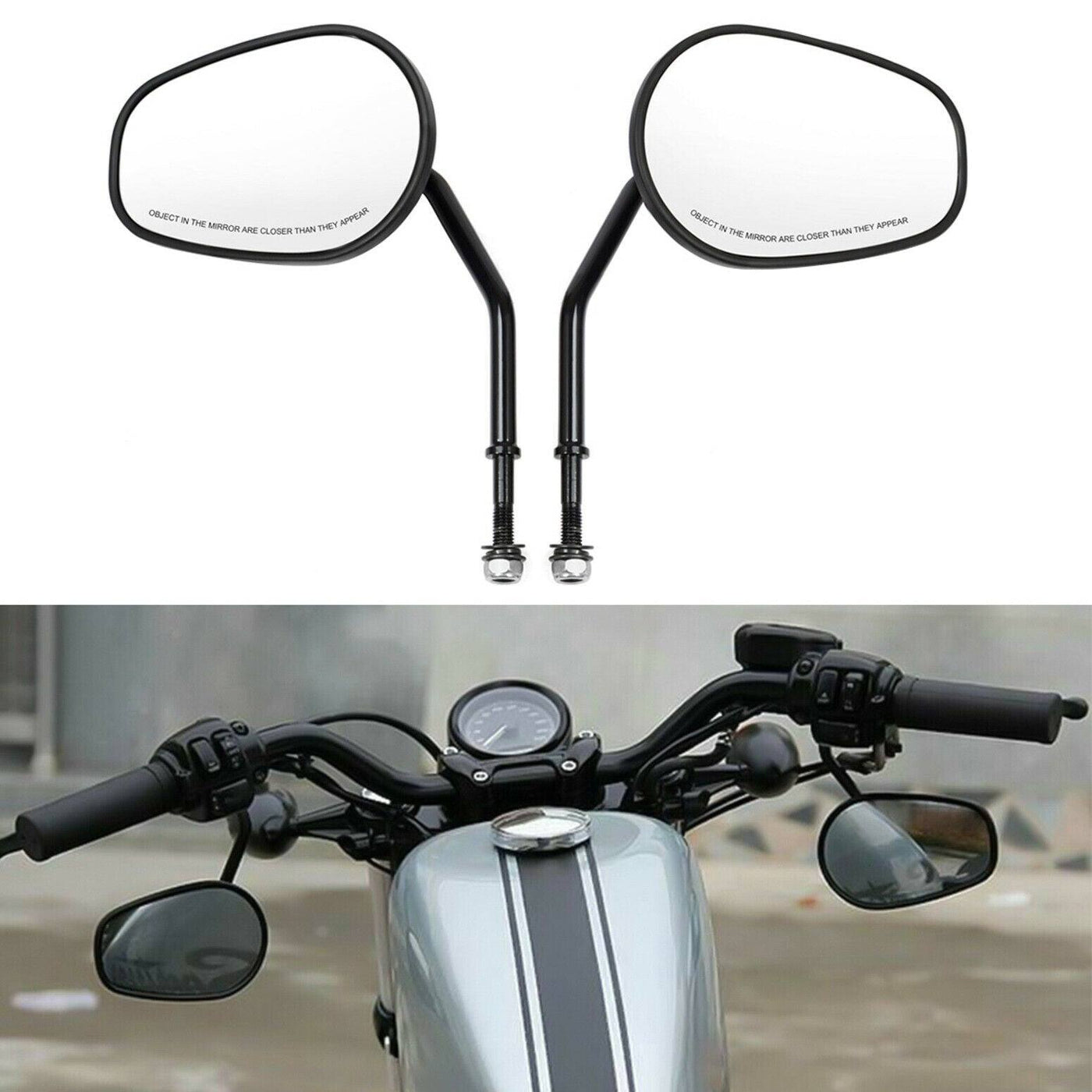 Short Stem Rear View Mirror Fit for Harley Street Glide Road Glide Sportster 883 - Moto Life Products
