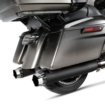 Black Dual Exhaust Mufflers Fit For Harley Touring Road Electra Glide 2017-2020 - Moto Life Products