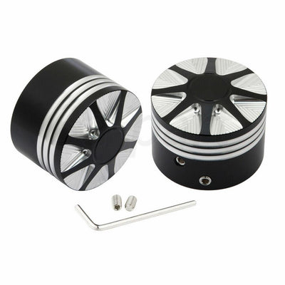 2 PCS Front Black Axle Caps Nut Covers Fit for Harley Touring Street Tri Glide - Moto Life Products