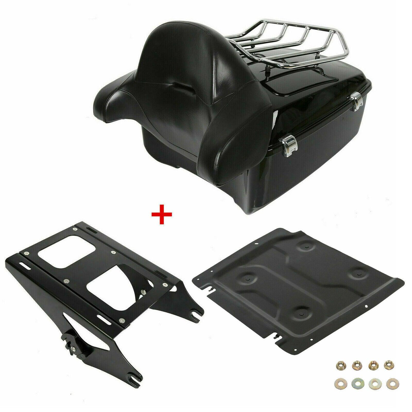 King Tour Pack Trunk W/ Mount Rack +Base Plate For Harley Davidson 14-21 Touring - Moto Life Products