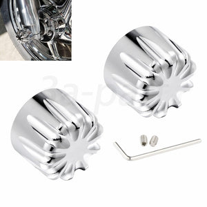 Chrome Front Cut Axle Nut Cap Covers Fit for Harley Softail Touring Street Glide - Moto Life Products