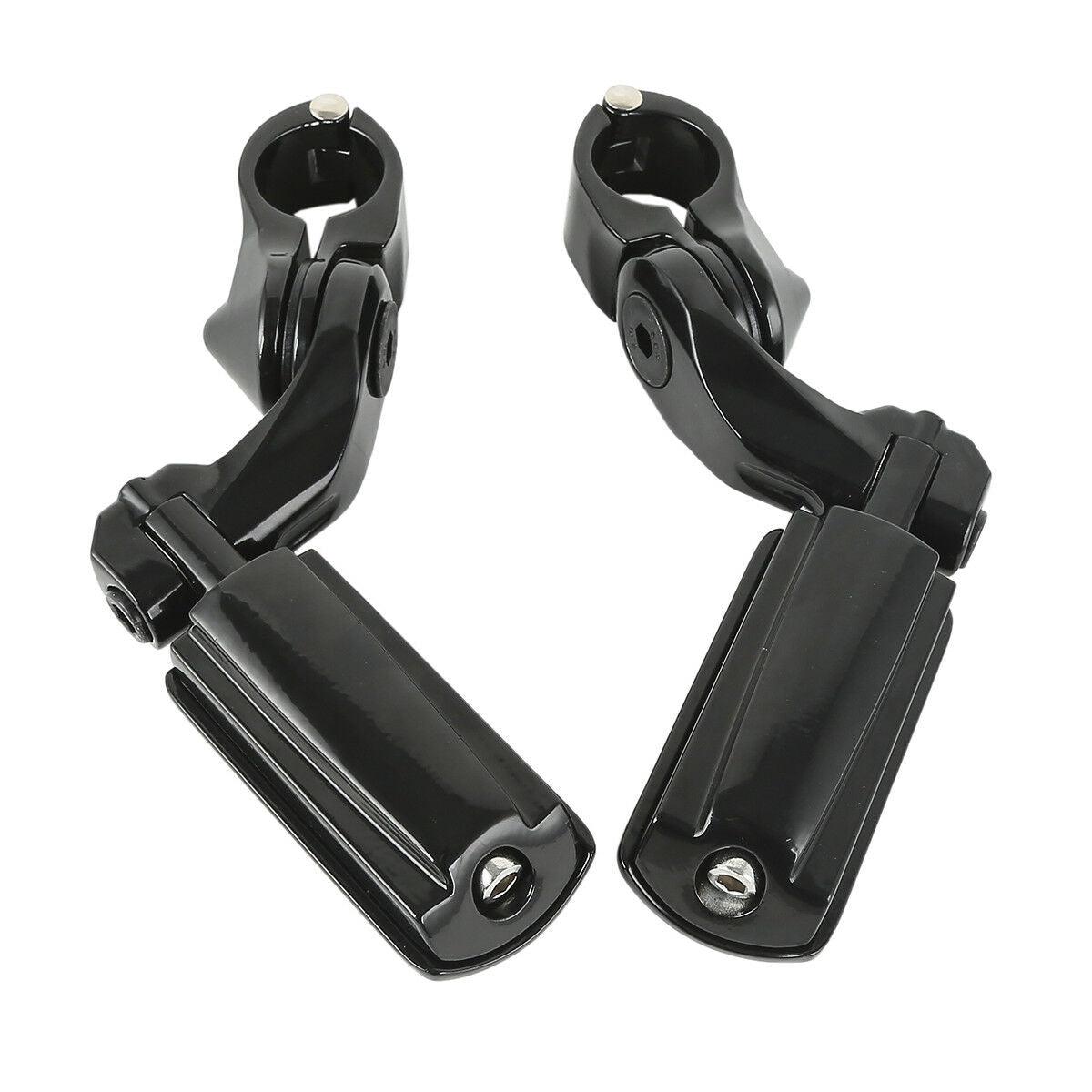 Black 1 1/4" Highway Foot Pegs Fit For Harley Road King Electra Street Glide - Moto Life Products