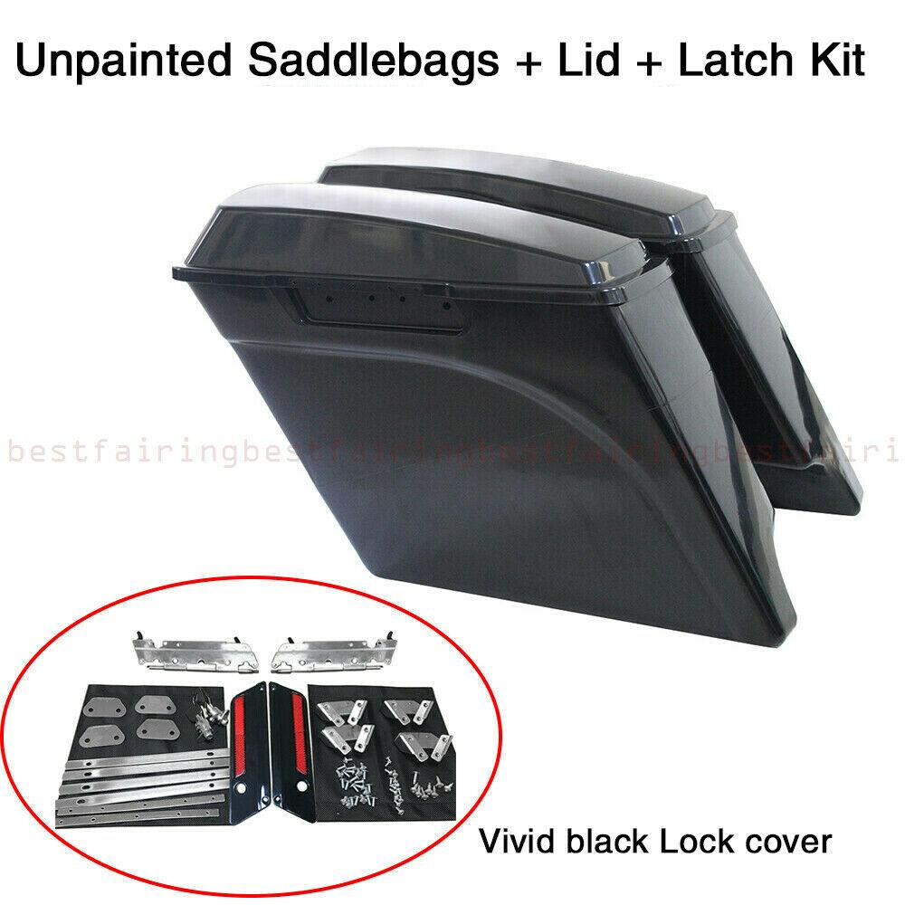 5" Stretched Extended Hard Saddle Bags For Harley Touring Road King Glide 93-13 - Moto Life Products