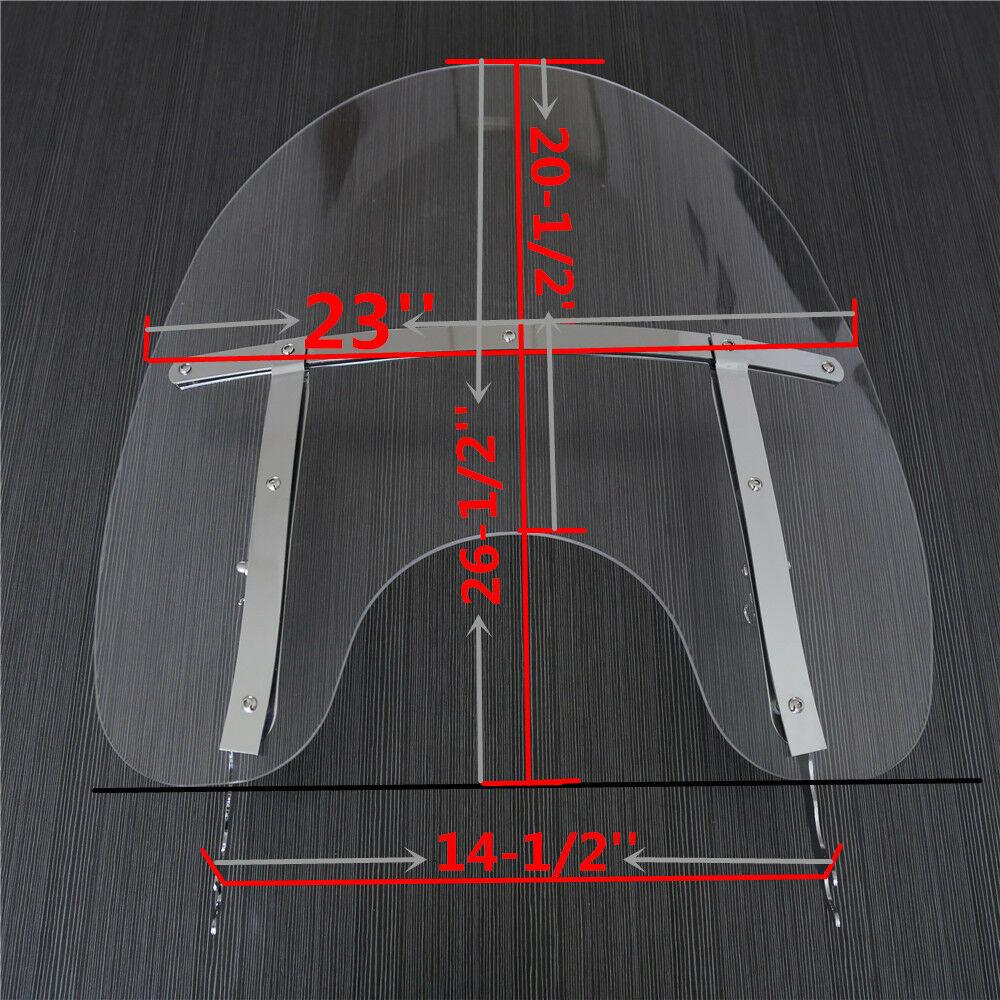 Detachable Windshield For Harley Softail FLST FLSTC FLSTF FLSTFB FLSTN (2000-2017) - Clear Acrylic, 26.5"H X 23"W