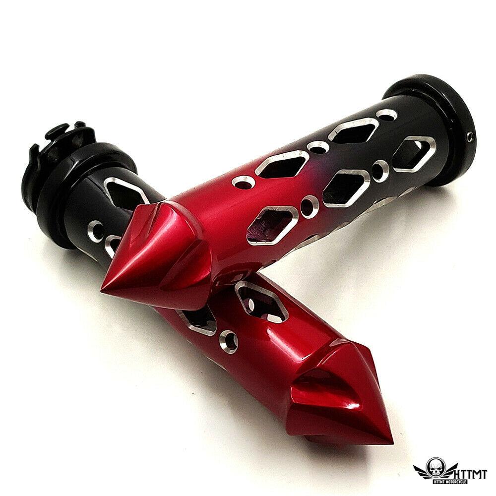 Black Red Cruiser Motorcycle 7/8 inch Spike Hand Grips Handlebar For Harley - Moto Life Products