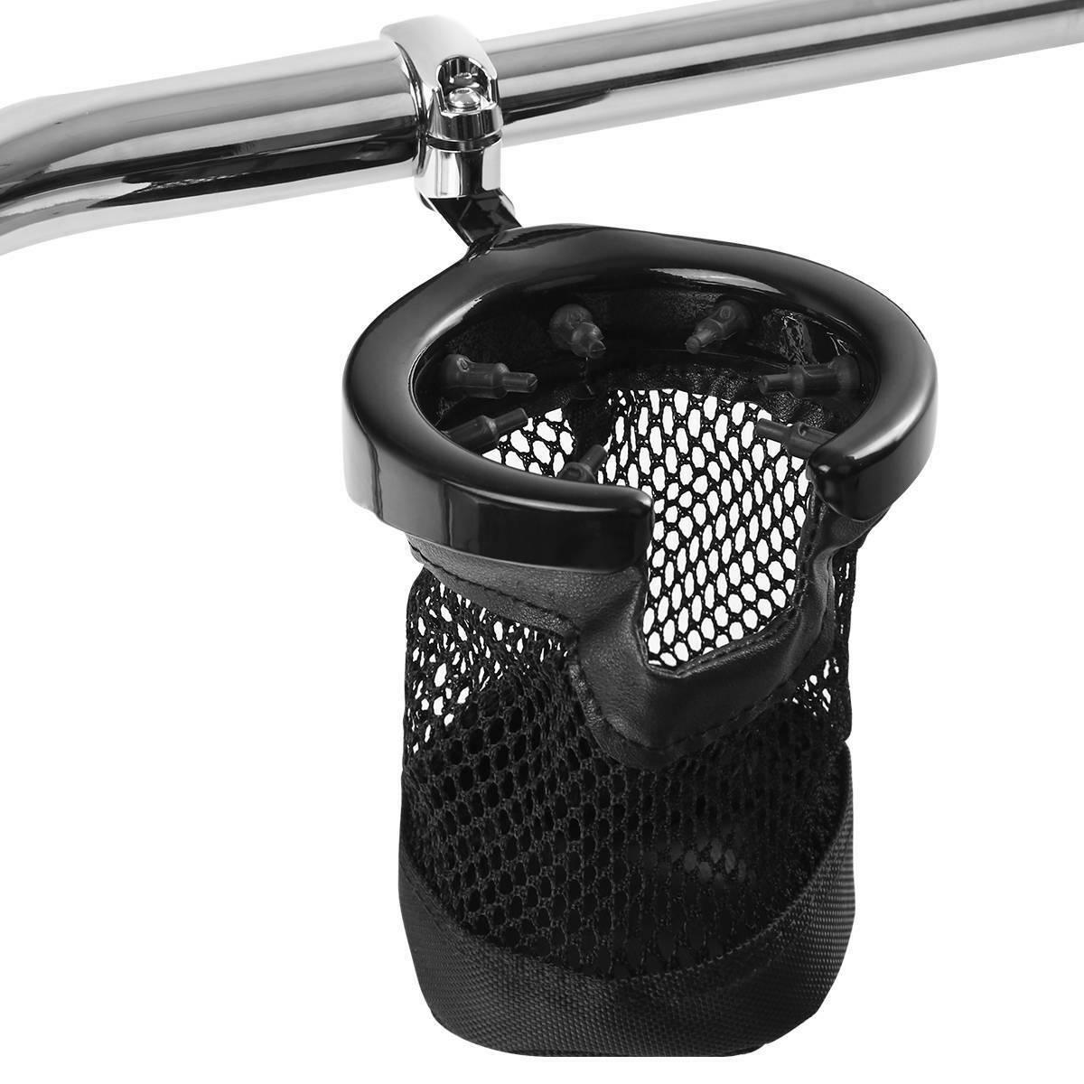 Motorcycle Handlebar Cup Holder With Mesh Basket For Harley Road Glide 1996-Up