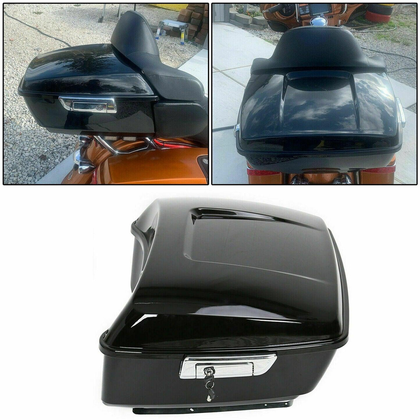 For 2014-2021 Harley Touring FL King Tour Pak Trunk W/ Two Up Luggage Rack - Moto Life Products