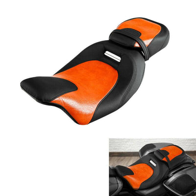 Black Orange Driver Passenger Seat Fit For Harley Touring CVO Road Glide 2009-22 - Moto Life Products