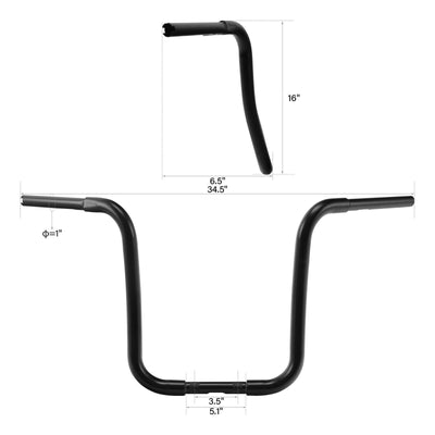 Chrome/Black 12/14/16/18'' Ape Hanger 1 1/4" Handlebar Fit For Harley Sportster - Moto Life Products
