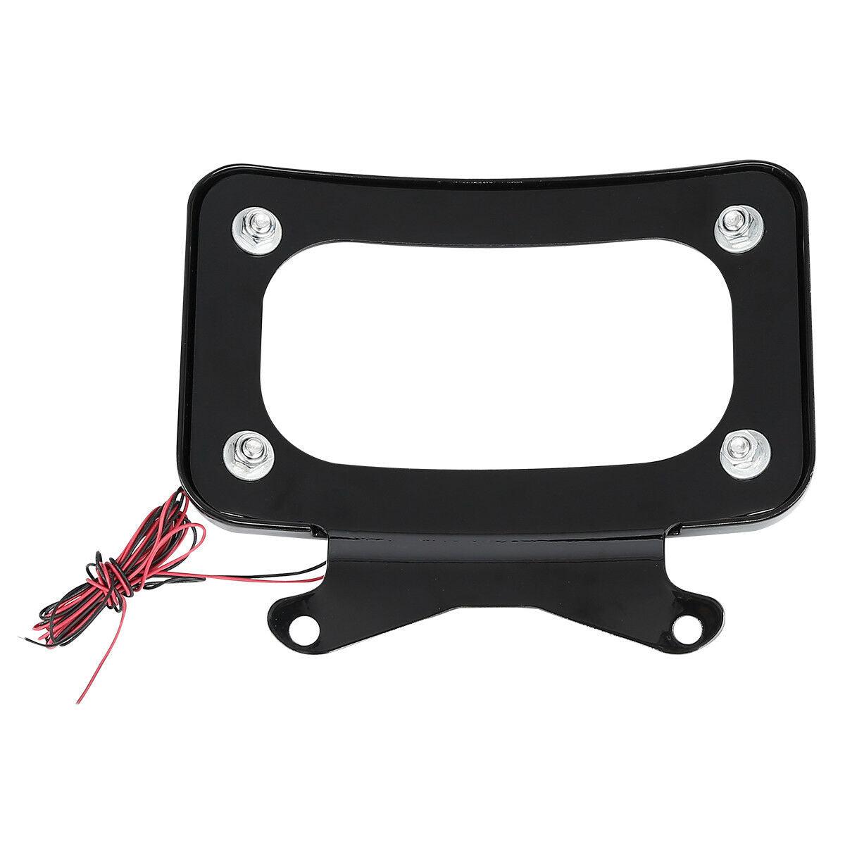 Black Curved License Plate Frame W/ LED Light Fit For Harley Touring Road Glide - Moto Life Products
