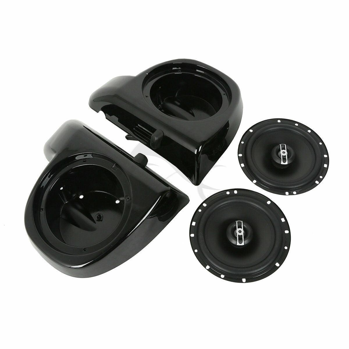 Black 6.5" Lower Vented Fairing Speaker Glove Box Fit For Harley Touring 14-21 - Moto Life Products