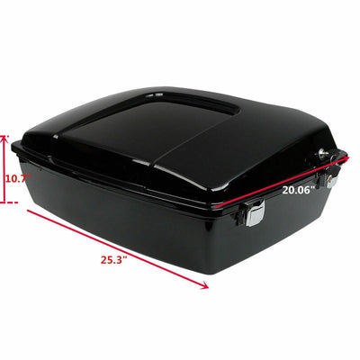 Black Chopped Pack Trunk W/ Luggage Rack Fit For Harley Tour Pak Road King 97-13 - Moto Life Products