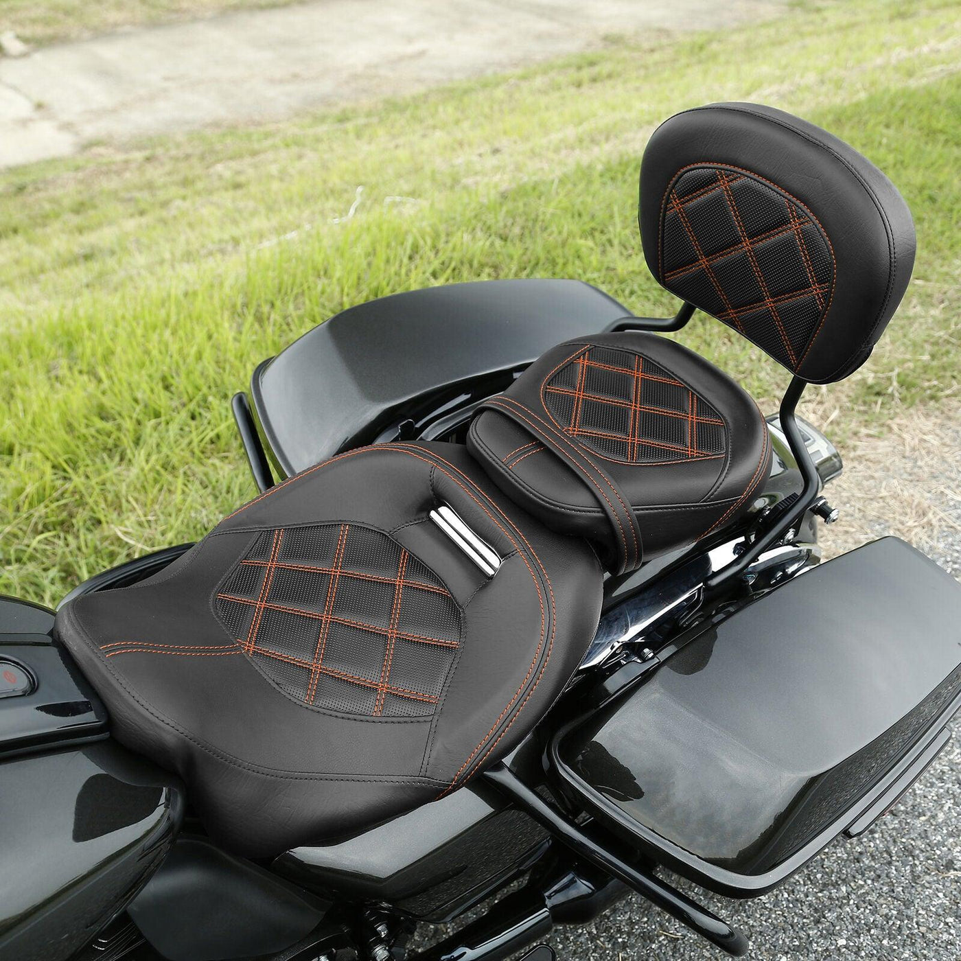 Driver Passenger Seat w/ Sissy Bar Pad Fit For Harley Touring Glide 2009-2021 20 - Moto Life Products