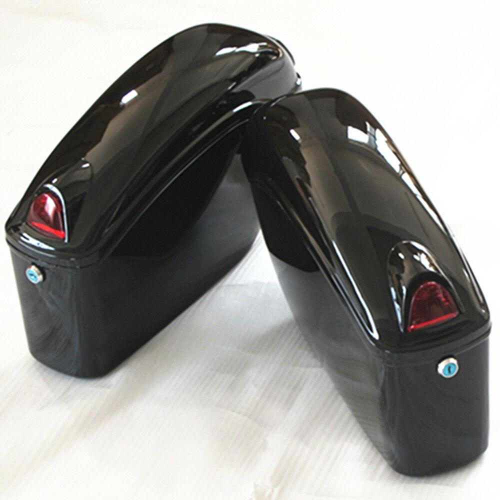 New universal Black Hard saddle bags w/ light bracket For Motorcycle cruiser - Moto Life Products