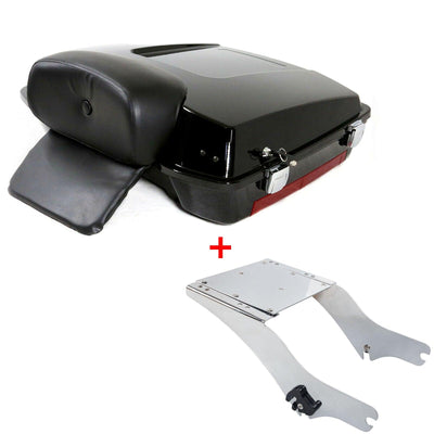 Razor Tour Pack Trunk + Mounting Rack+ Chopped Backrest For Harley Touring 97-08 - Moto Life Products