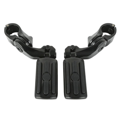 Black 1 1/4" Highway Foot Pegs Fit For Harley Road King Electra Street Glide - Moto Life Products