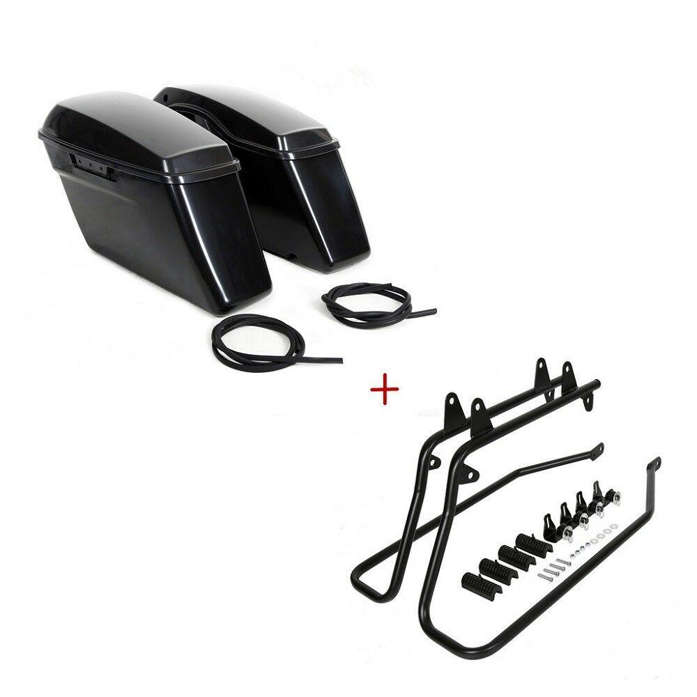 For Harley Softail Hard Saddlebags Saddle Bags W/ Black Conversion Brackets - Moto Life Products