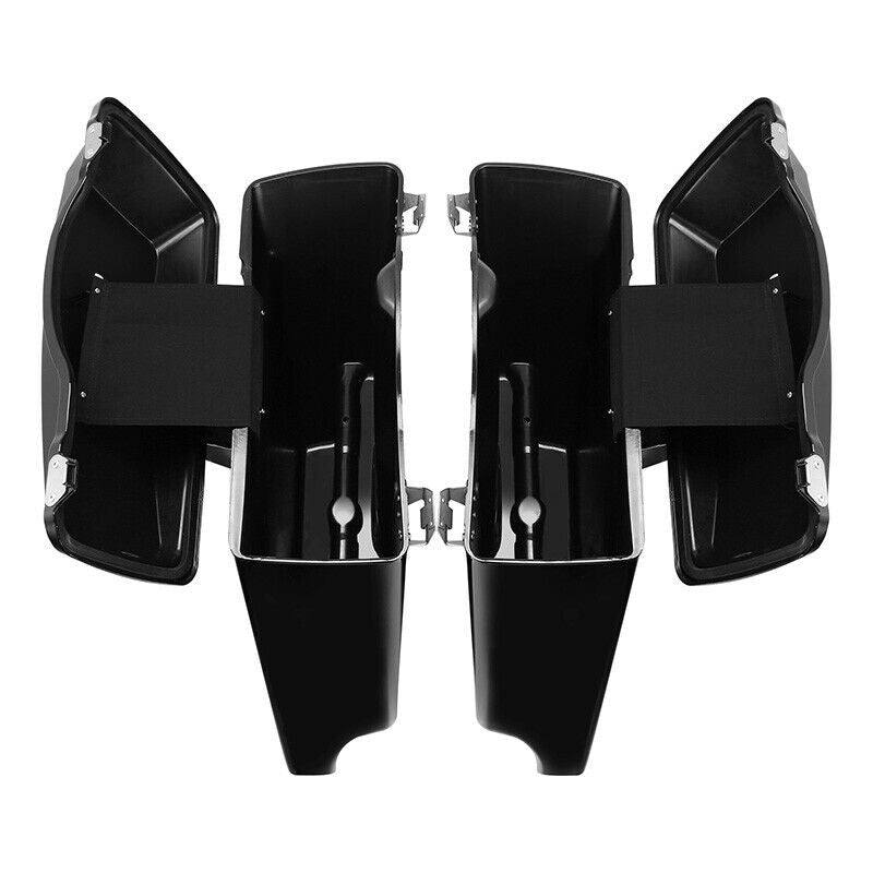 Vivid Black 5" Stretched Extended Hard Saddlebags For Harley Touring 1993-2013 - Moto Life Products