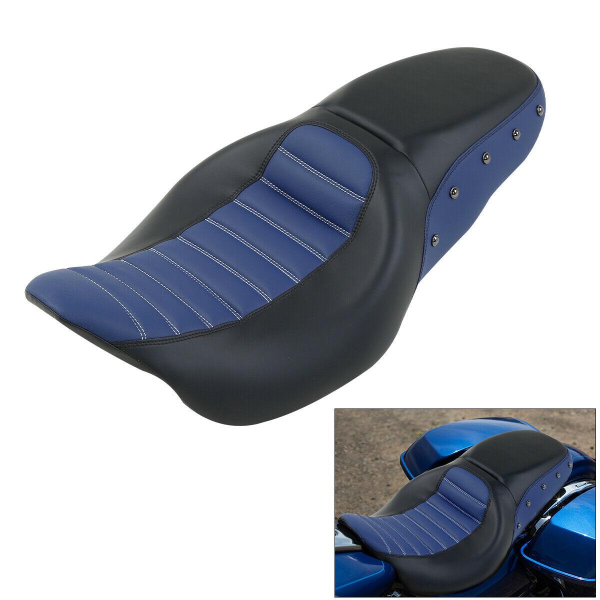 Black Blue Driver Passenger Seat Fit For Harley Touring Road Tri Glide 2009-2021 - Moto Life Products