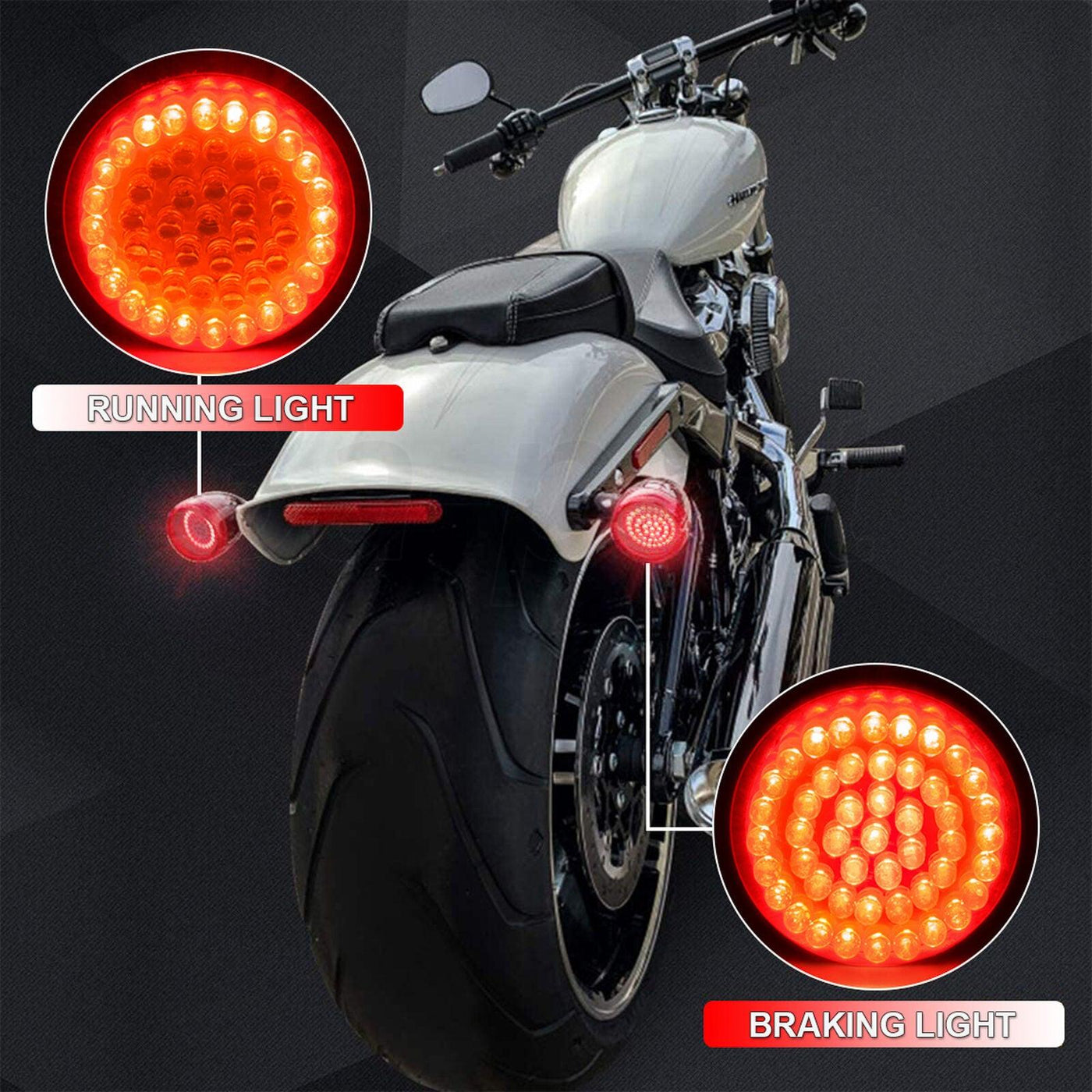 2" LED 1157 Front and Rear Turn Signal Lights Inserts +Smoke Lens Fit For Harley - Moto Life Products