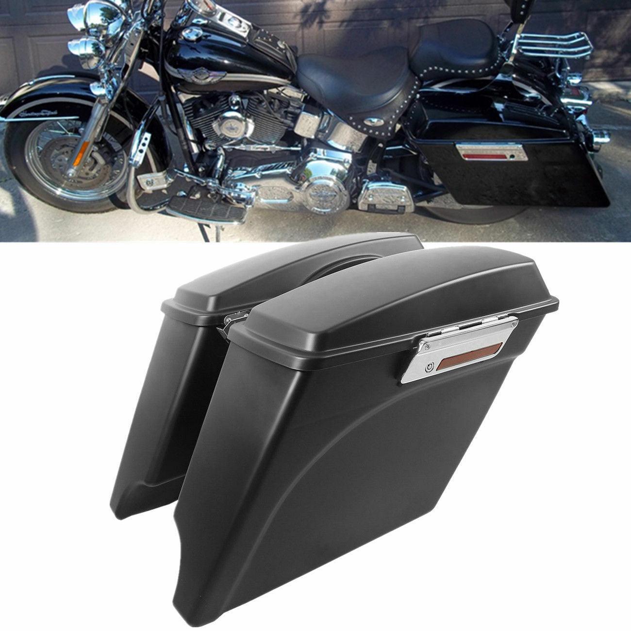 Matte 5" Stretched Extended Hard Saddle Bags For Harley Touring Road Glide King - Moto Life Products