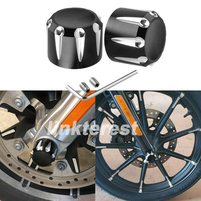 CNC Black Thick Cut Front Wheel Axle Nut Covers Cap Bolt for Harley Davidson - Moto Life Products